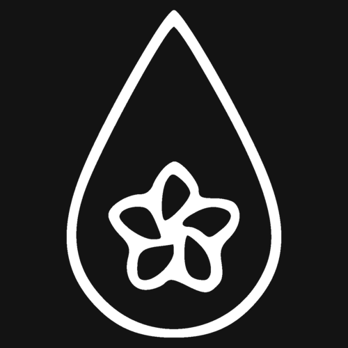 Mains jointes symbolisant le sacré, avec une fleur symbole du féminin.